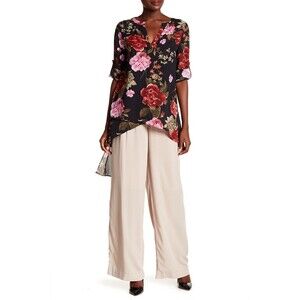 Catherine Catherine Malandrino Hi-Lo Woven Tunic Black Floral Print Size S $99